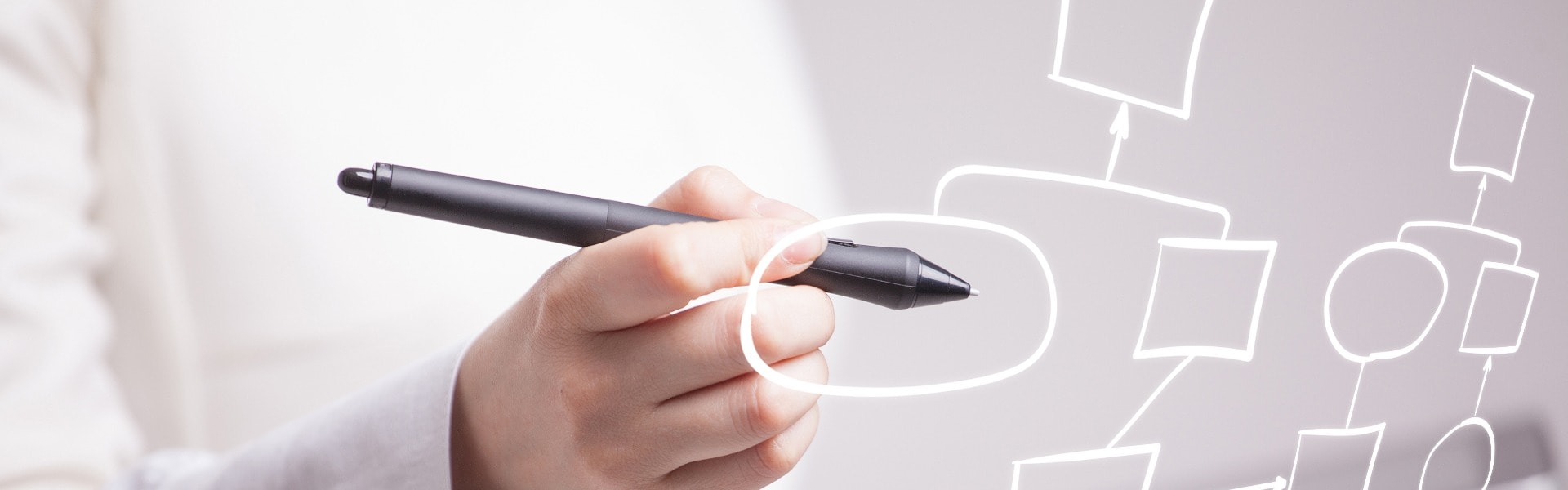 Woman drawing flowchart, business process concept